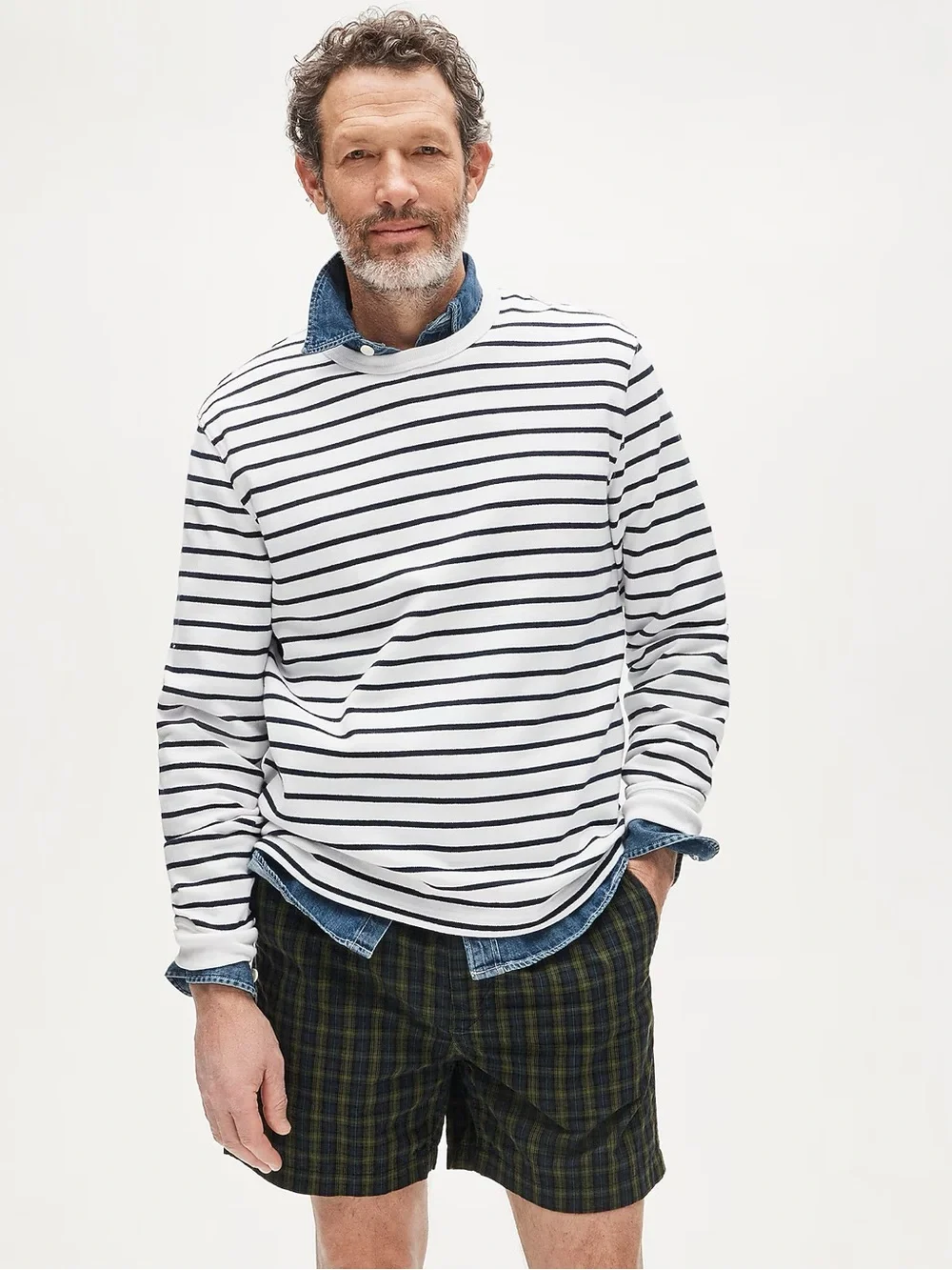 J. CREW Long-sleeve crewneck in striped maritime jersey Size L $98 NWT CR195